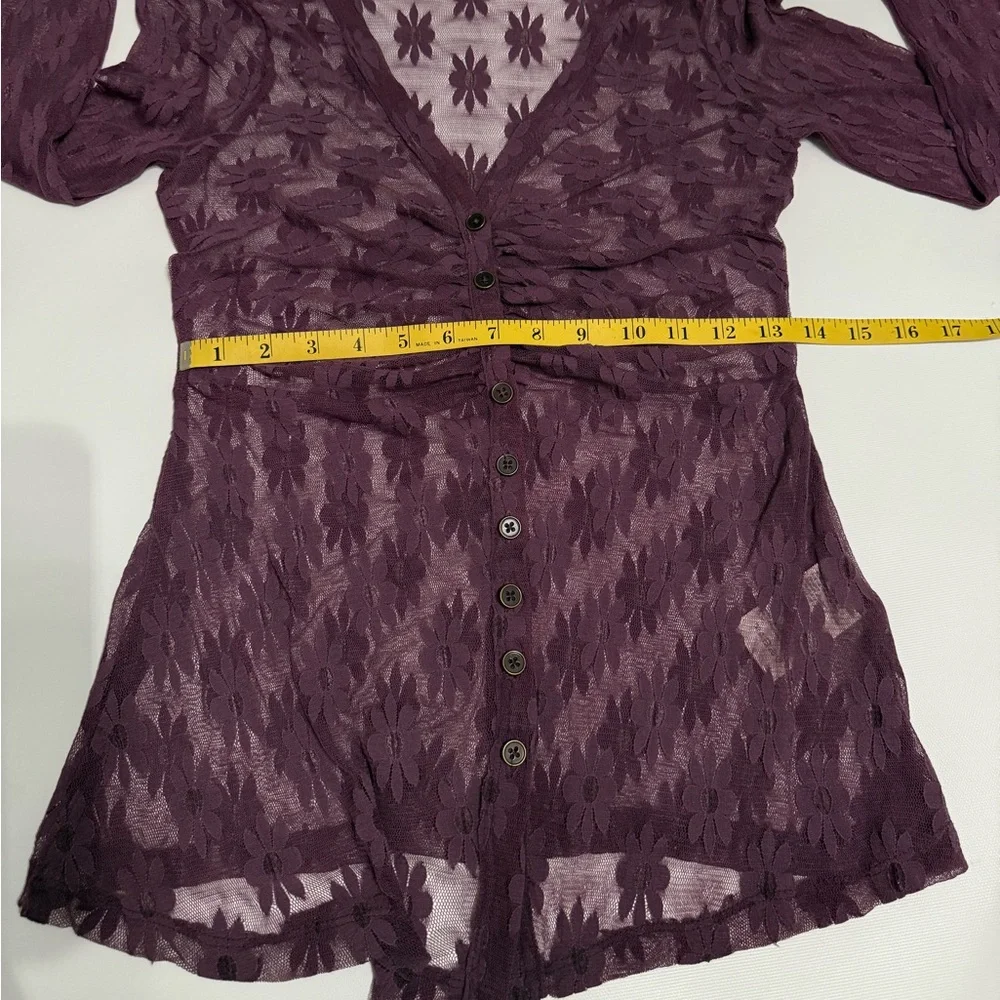 Free People Flowers Fields Mesh Button Up Shirt Size: XS - Picture 9 of 14